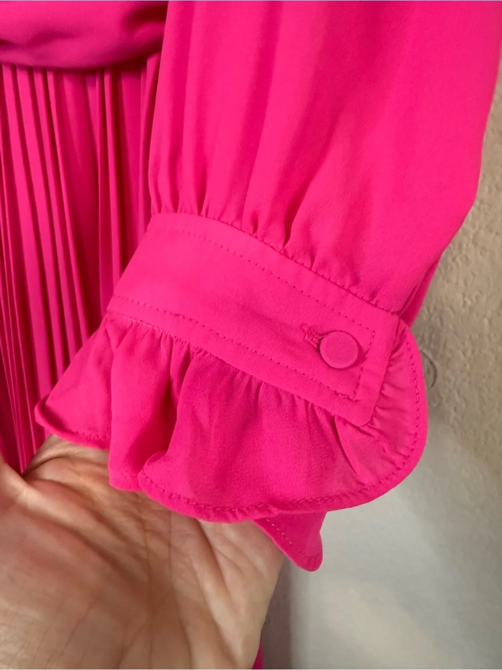 J Crew Tie Front Pleated Dress Pink Long Sleeve Button Front Style AK205 Size 2